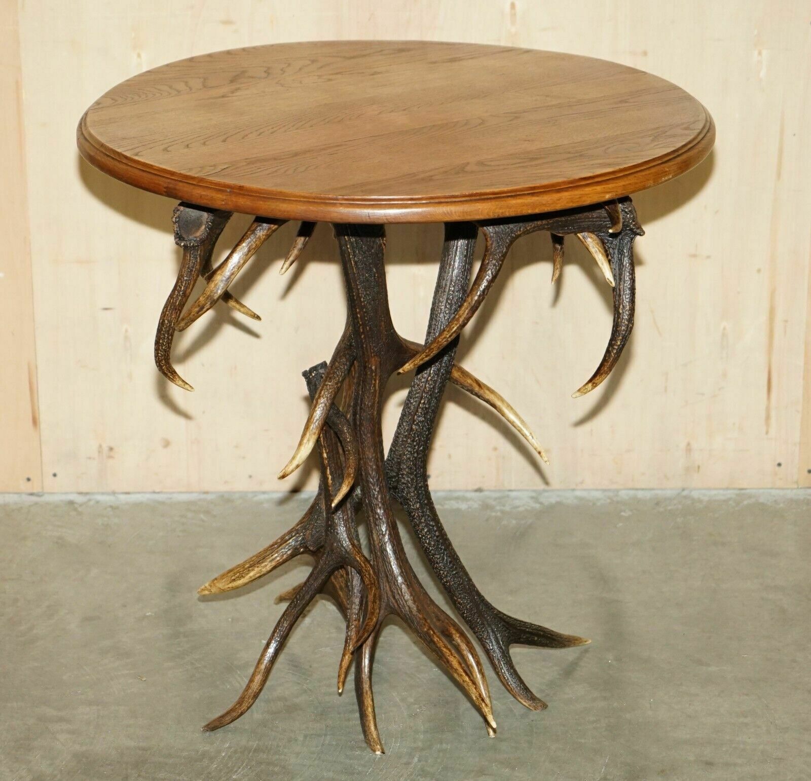 Antique German Black Forest Carved Rams Head Antler Supper Table Part Of A Suite