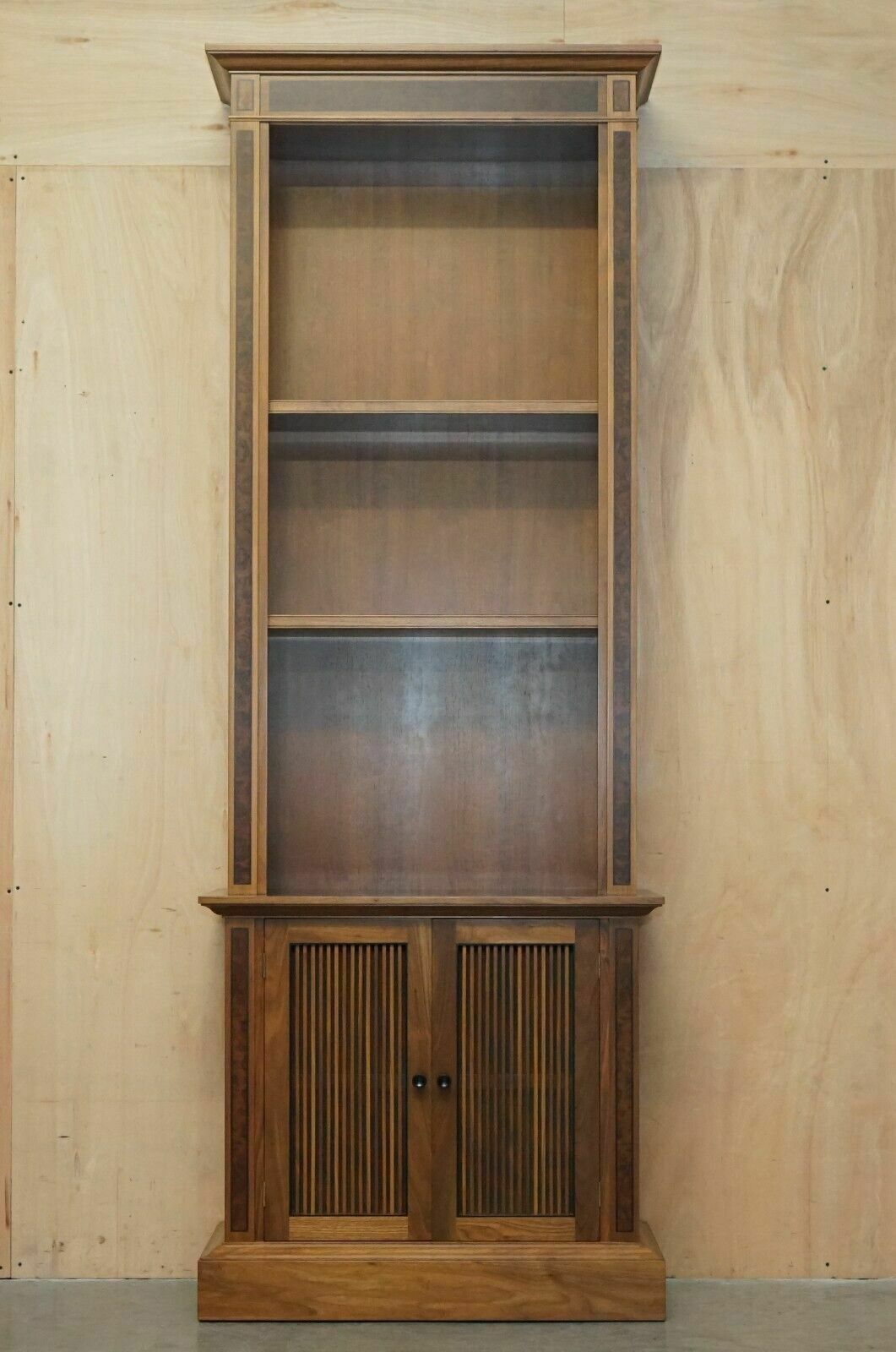 Pair Of Very Large 2.6 Meter Tall Burr Walnut David Linley Library Bookcases photo for sale