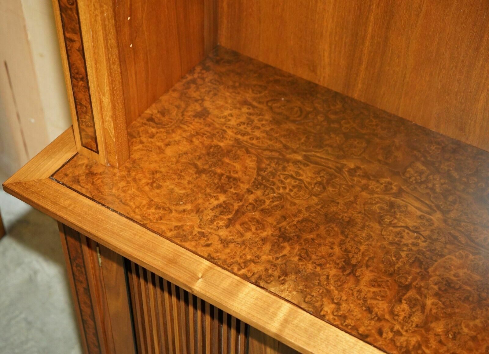 Furniture Pair Of Very Large 2.6 Meter Tall Burr Walnut David Linley Library Bookcases photo