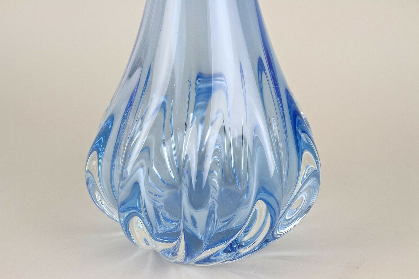 20th Century Light Blue Murano Glass Long Neck Vase, Italy Circa 1970 photo furniture