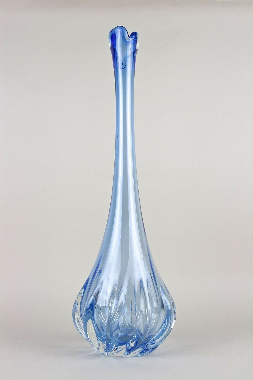 20th Century Light Blue Murano Glass Long Neck Vase, Italy Circa 1970 photo 725.0