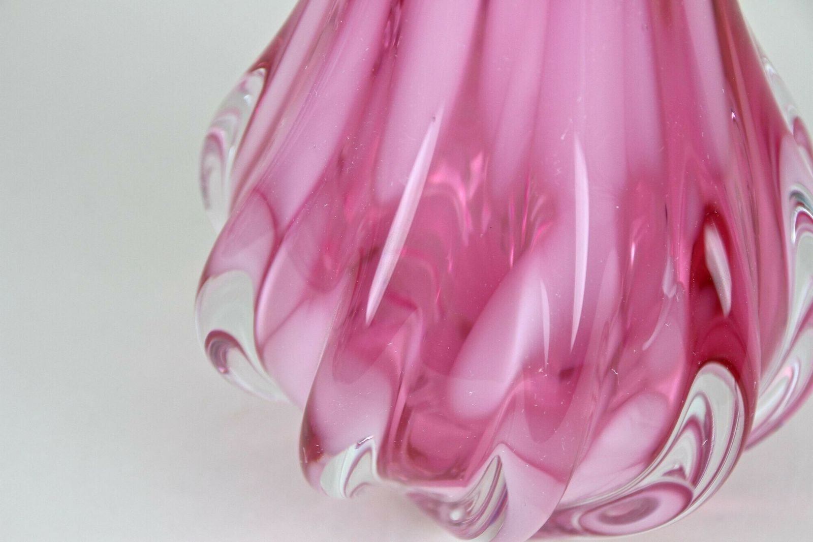 Home Decor Pink Long Neck Murano Glass Vase, 20th Century, Italy Circa 1970 photo