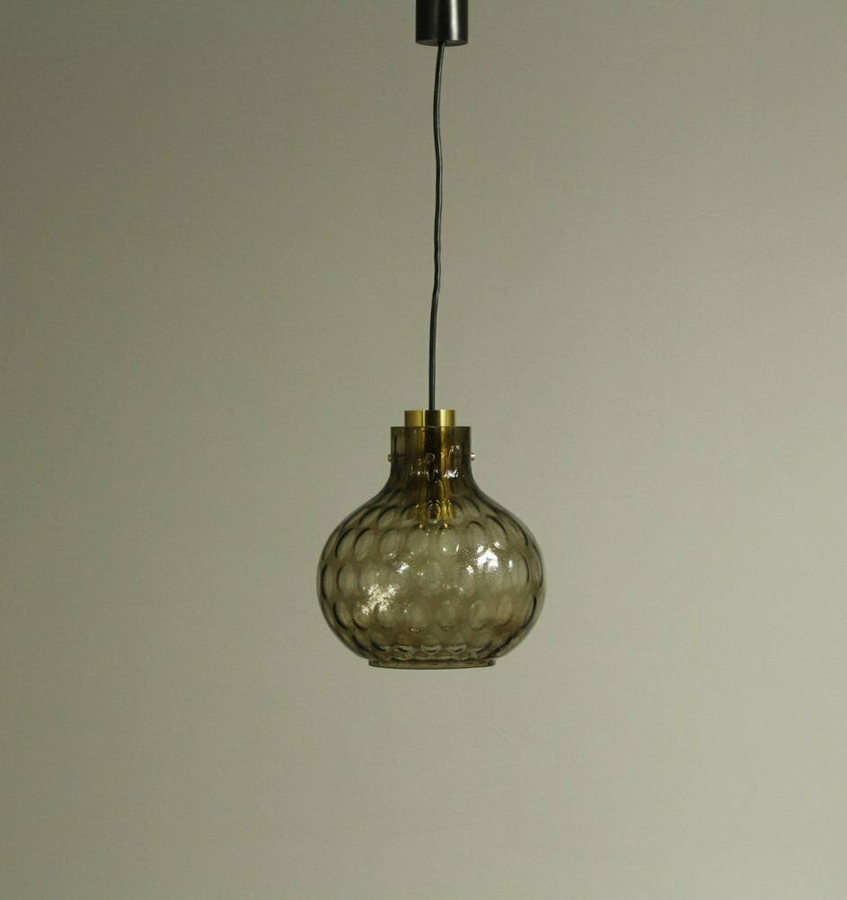 Bubble Glass And Brass Pendant By Helena Tynell For Limburg, 1960s photo 385.0