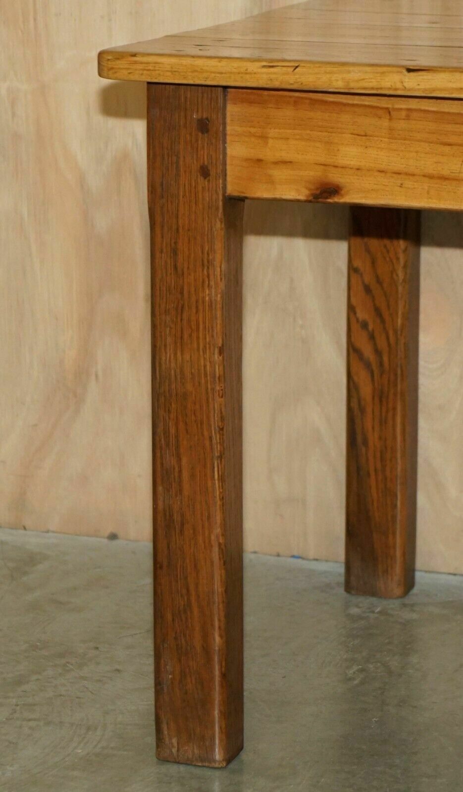 Lovely Antique French Farmhouse Fruitwood & Oak Two Tone Refectory Dining Table photo vinterior