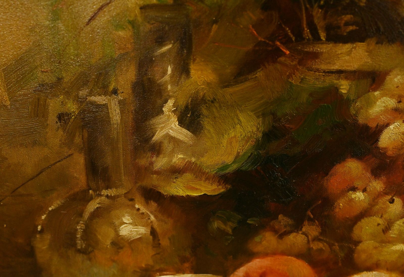 French Impressionist Oil Painting Still Life Floral Cafe Art Signed photo furniture