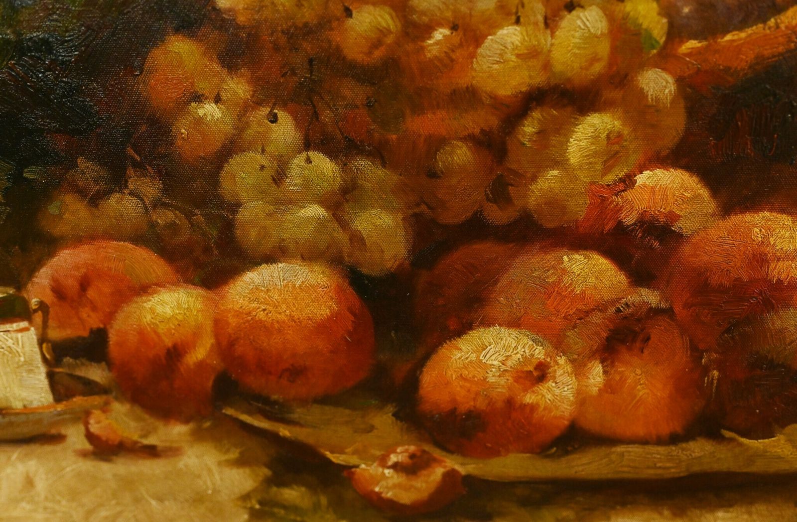 French Impressionist Oil Painting Still Life Floral Cafe Art Signed photo Art