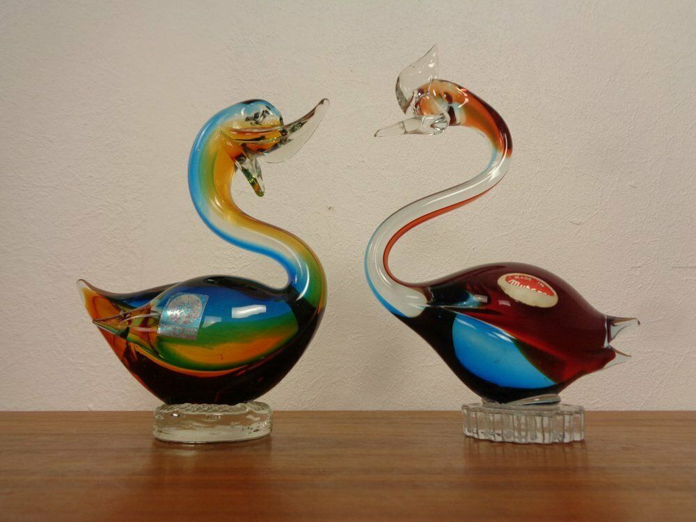 Murano Glass Duck & Swan, Italy, 1960s, Set Of 2