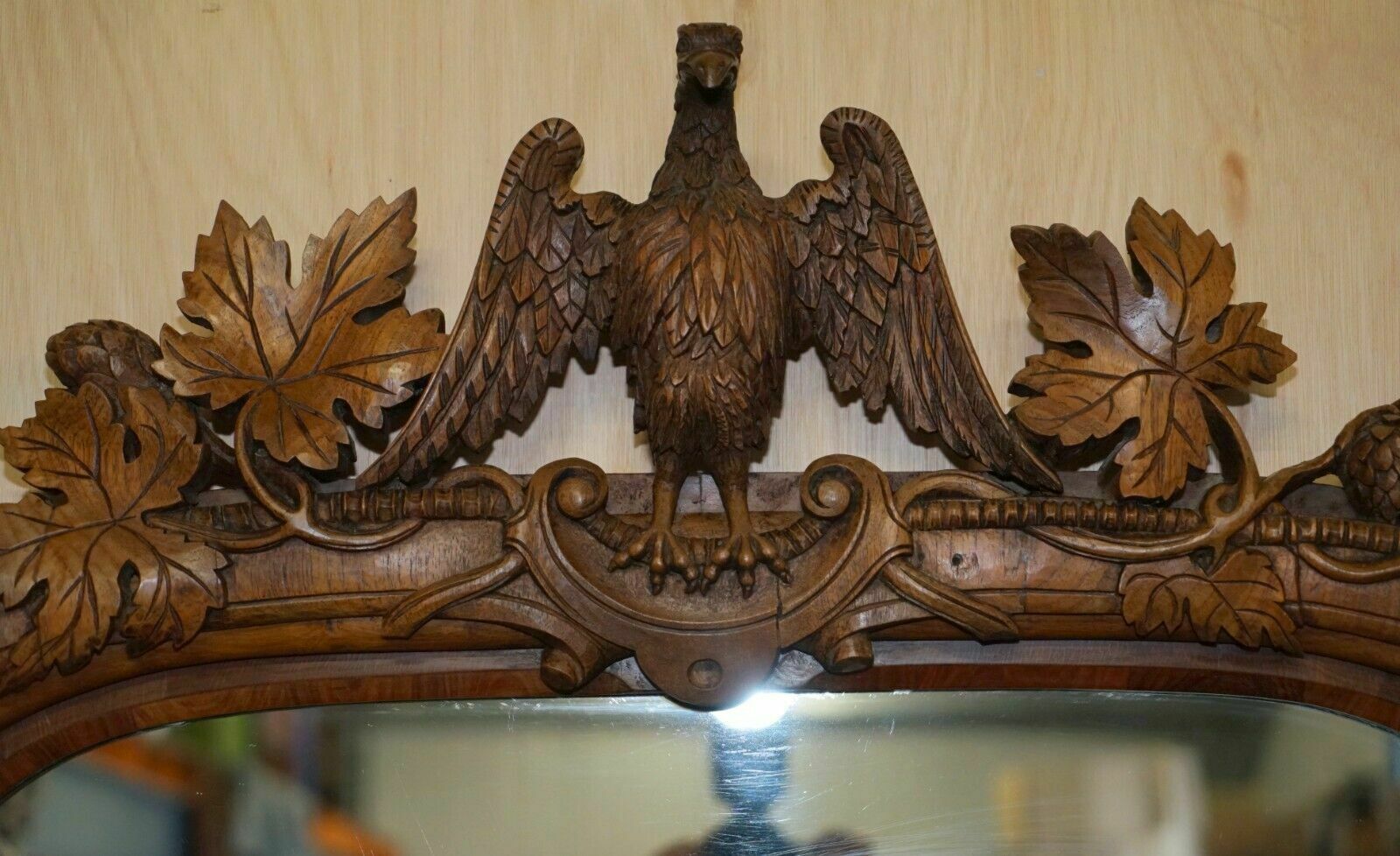 Stunning Antique Victorian Hand Carved Cir 1860 American Eagle Overmantle Mirror photo Home Decor