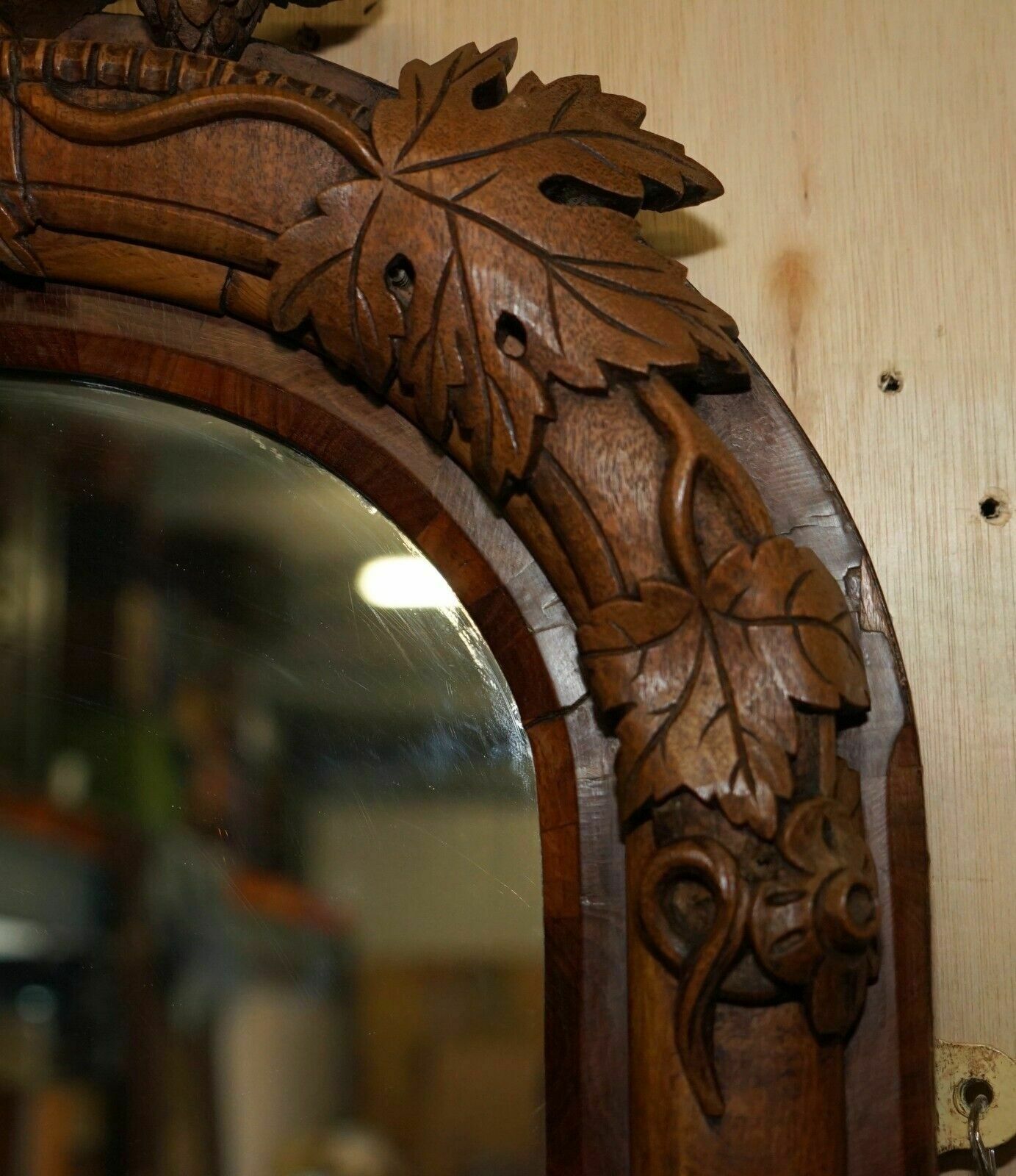 Home Decor Stunning Antique Victorian Hand Carved Cir 1860 American Eagle Overmantle Mirror photo