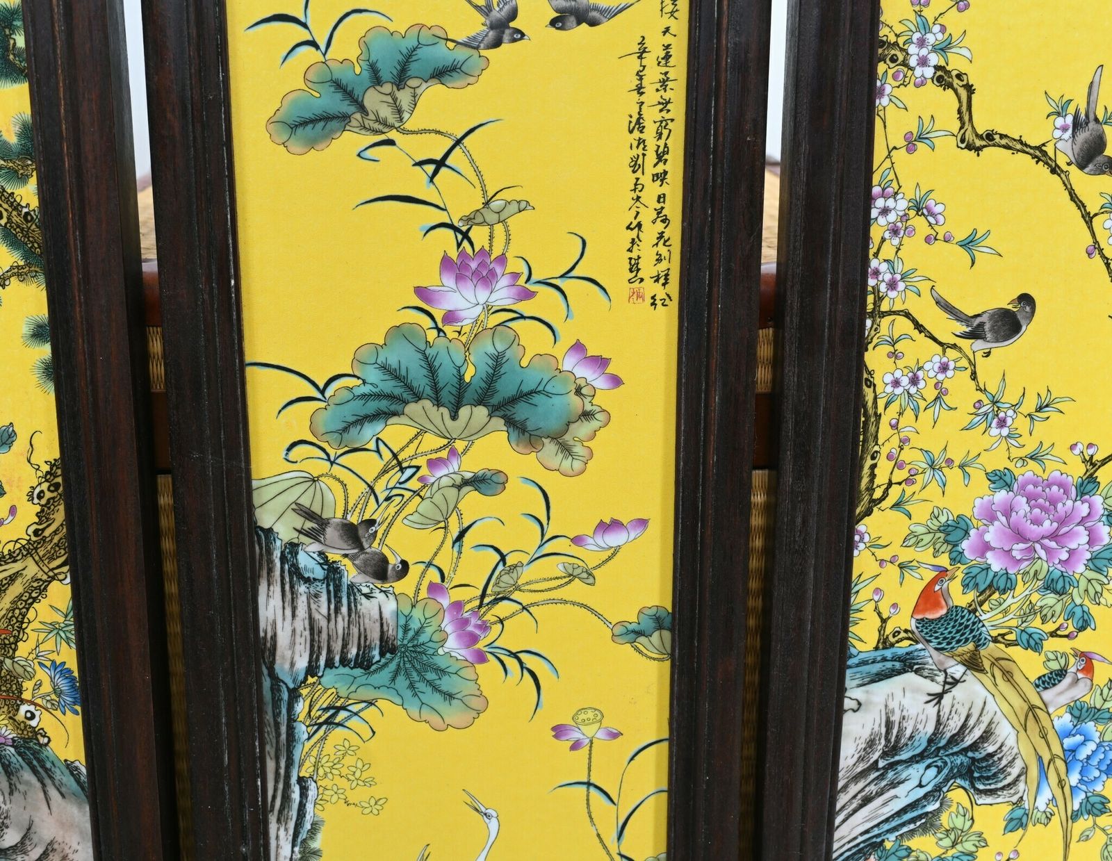 Set Chinese Porcelain Plaques Cranes Famille Jaune Potter photo vinterior