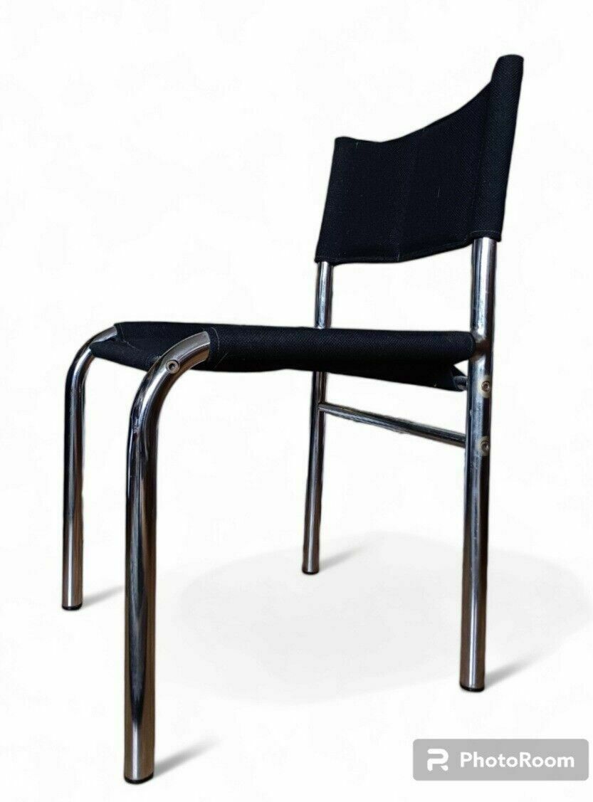 Pair Vintage Chrome Dining Desk Chairs By Viliam Chlebo Czechoslovakia 80s photo furniture