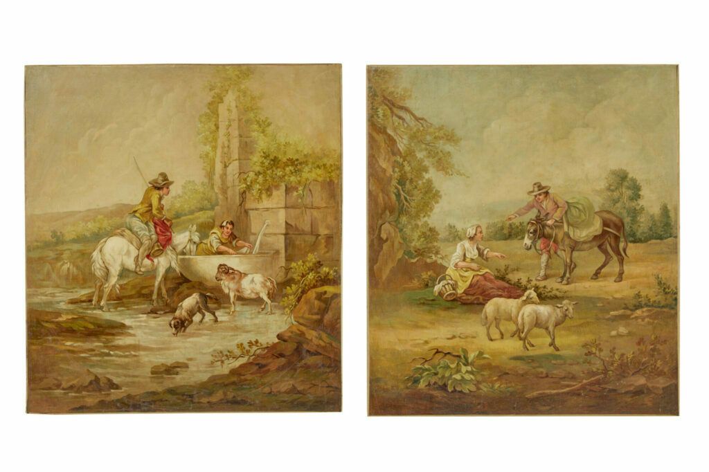 Pair Of Rural Late 19th Century Oil On Canvas Paintings