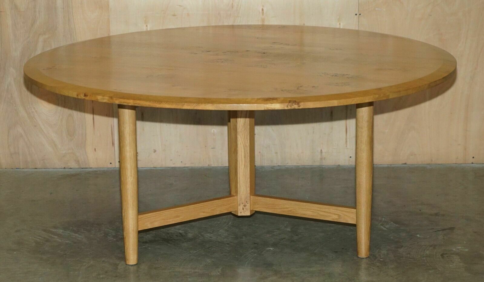 Stunning Large 170cm Wide Pollard Pippy Burr Oak Round Dining Table Seats Eight photo furniture