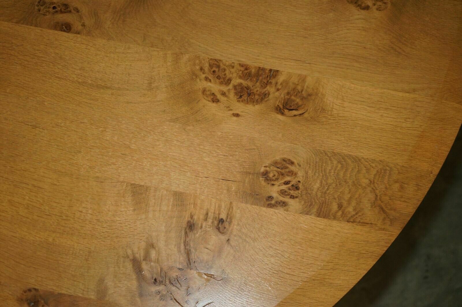 Stunning Large 170cm Wide Pollard Pippy Burr Oak Round Dining Table Seats Eight photo buy
