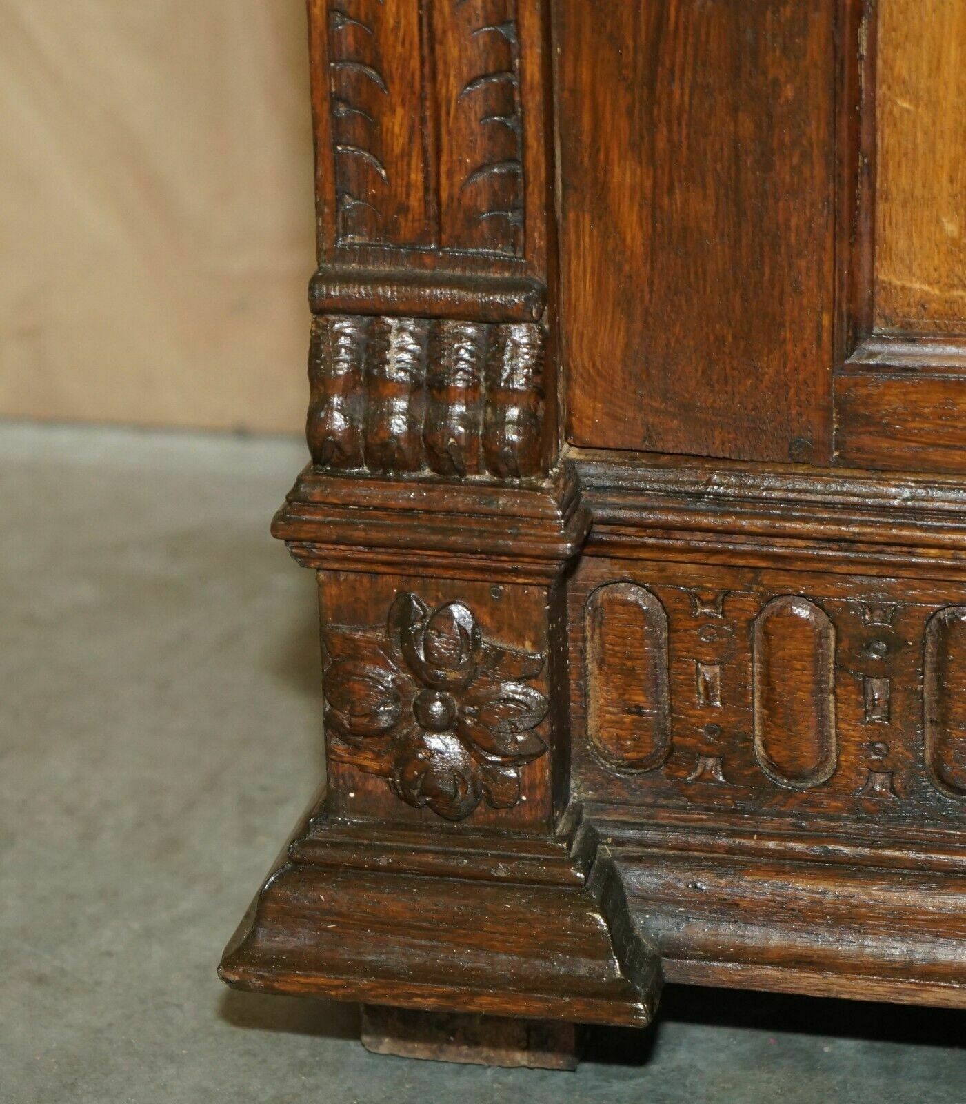 Pair Of Antique Victorian 1880 Continental Jacobean Gothic Revival Bookcases photo vintage