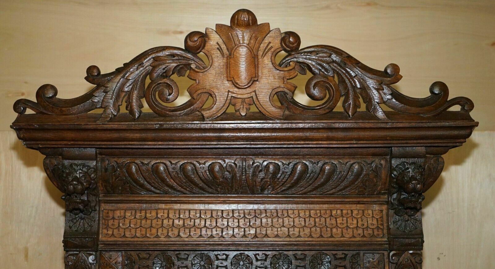photo for sale Pair Of Antique Victorian 1880 Continental Jacobean Gothic Revival Bookcases
