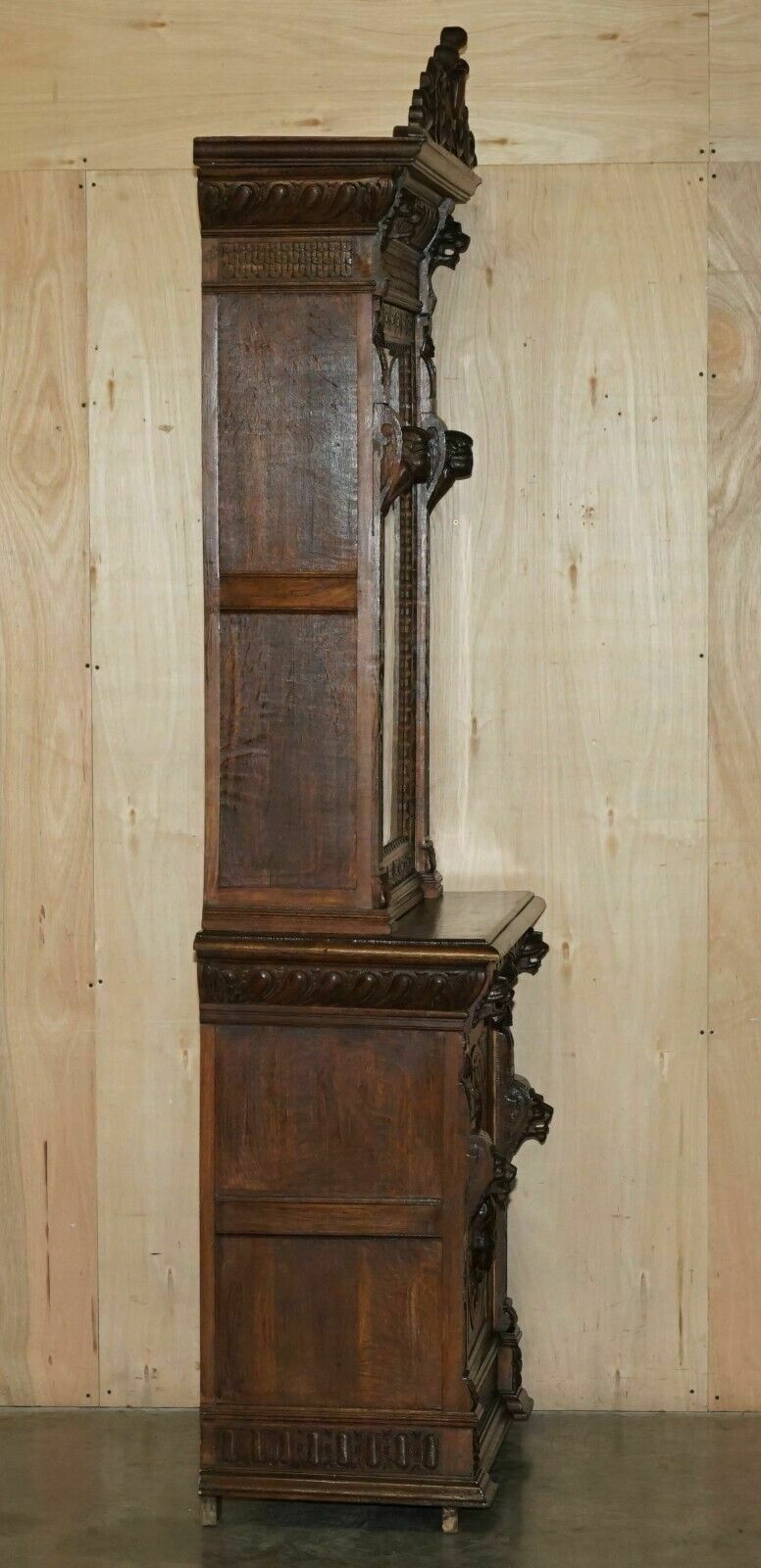 Furniture Pair Of Antique Victorian 1880 Continental Jacobean Gothic Revival Bookcases photo