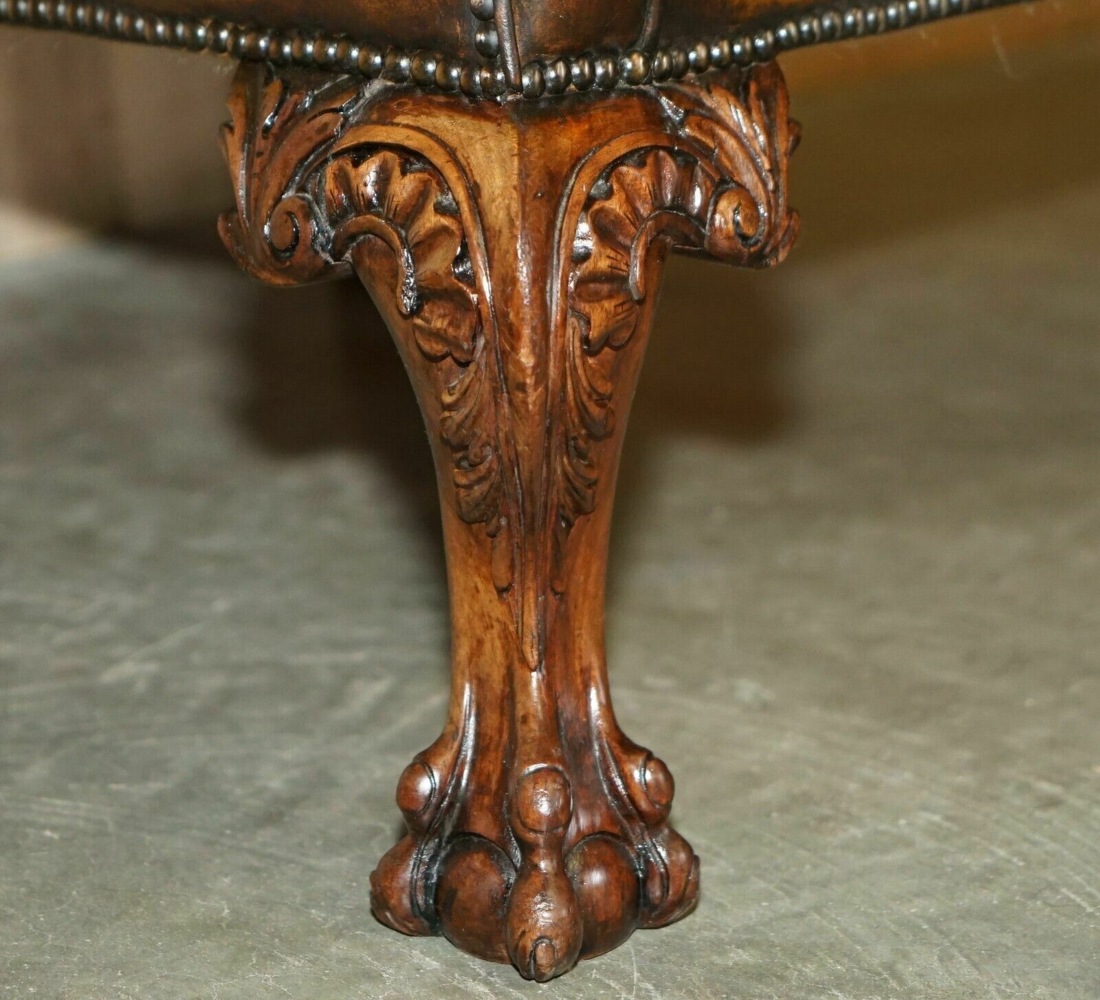 Furniture Important Restored George II Period Circa 1760 Wingback Brown Leather Armchair photo