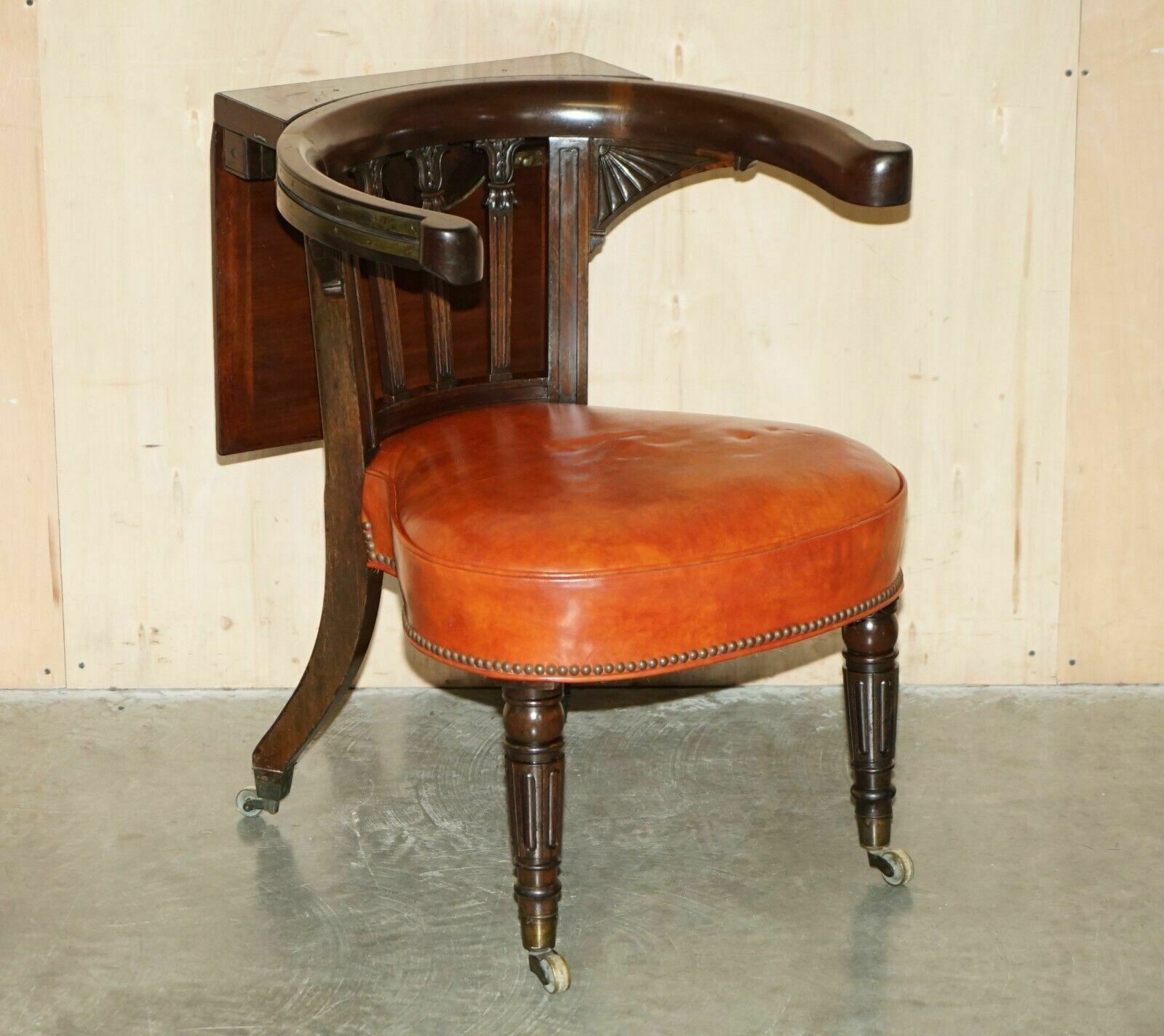 Antique Morgan & Saunders George IV 1820 Mahogany Cockfighting Library Armchair photo furniture