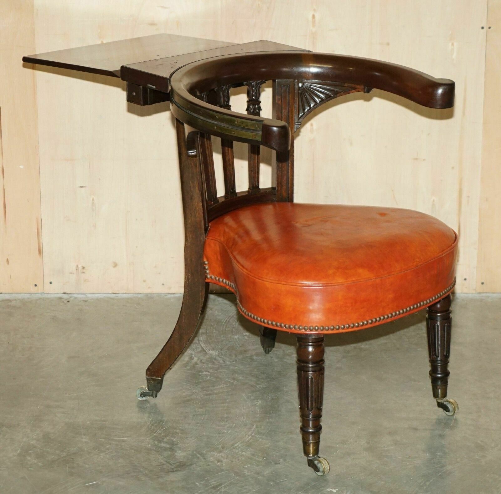 photo vintage Antique Morgan & Saunders George IV 1820 Mahogany Cockfighting Library Armchair