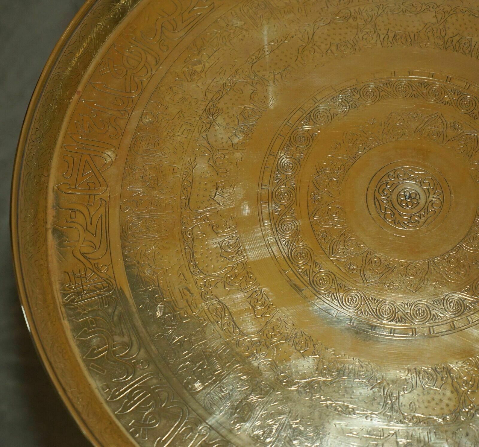 Antique Polished Carved Liberty's London Moroccan Folding Tray Table Etchings photo Furniture