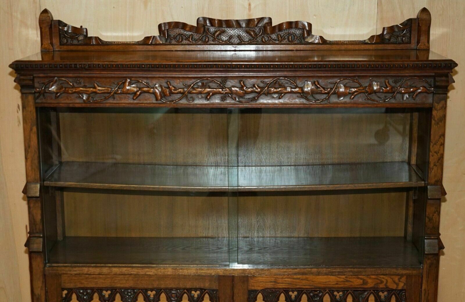 Exquisite & Important Ornately Hand Carved Gothic Revival Pugin Style Bookcase photo 2950.0