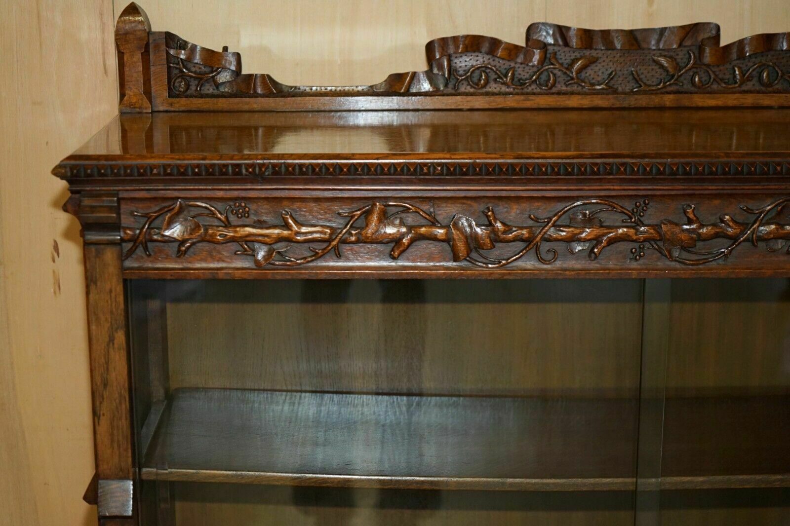 Exquisite & Important Ornately Hand Carved Gothic Revival Pugin Style Bookcase photo buy