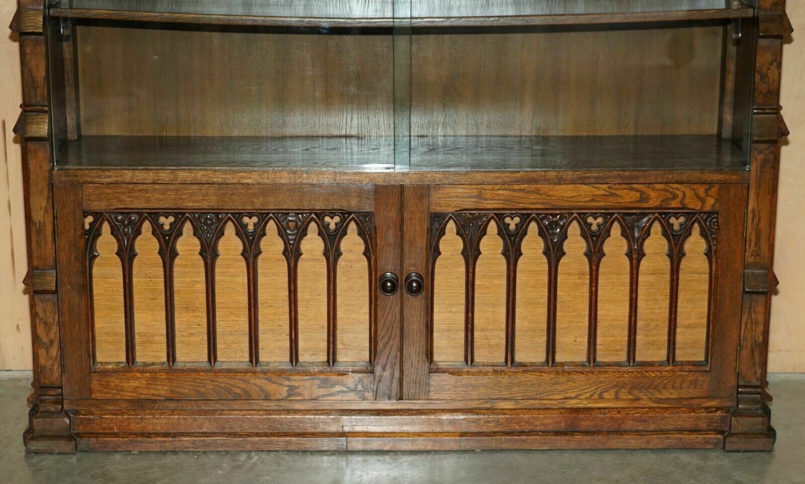 photo furniture Exquisite & Important Ornately Hand Carved Gothic Revival Pugin Style Bookcase