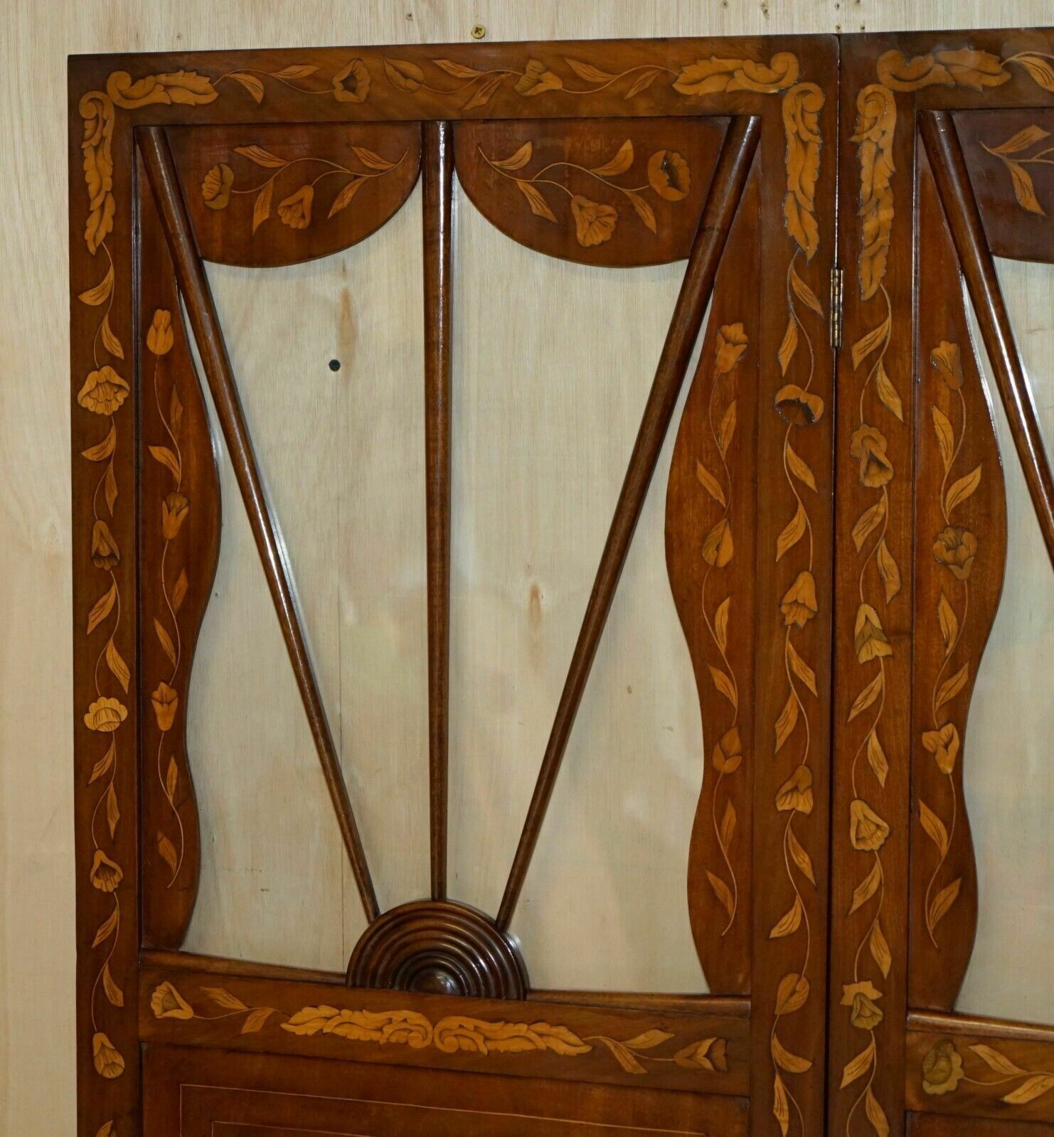 Pair Of Finest Quality Dutch Mahogany & Walnut Three Fold Screens Room Dividers photo 13500.0