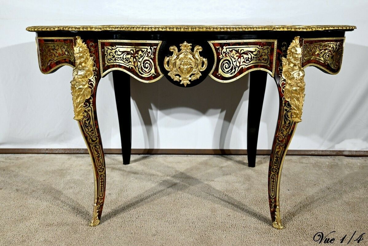 photo furniture Ceremonial Table In Blackened Pear Wood, Napoleon III Period – Mid 19th Century