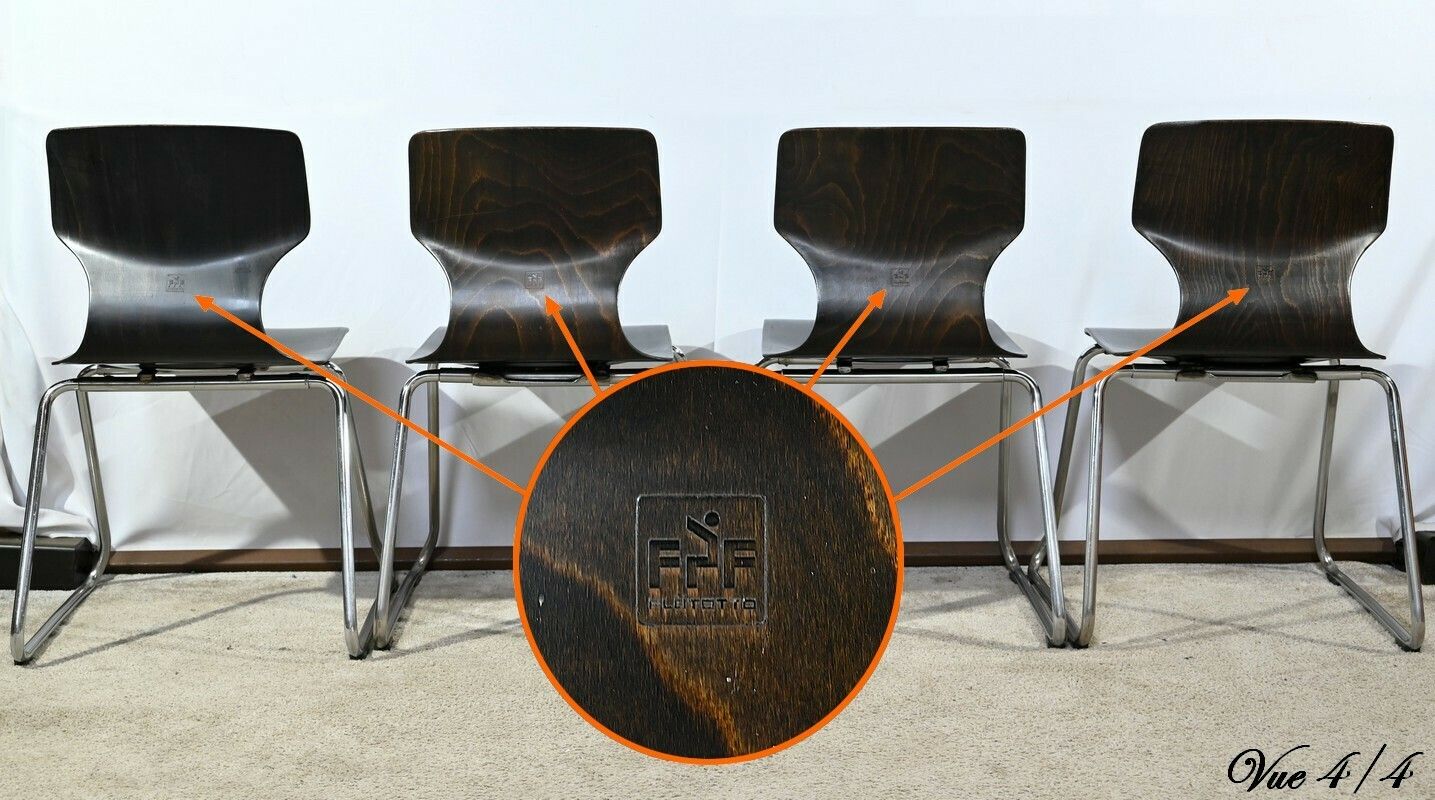 Set Of 4 Pagwood Chairs, Stamped Pagholz Flötotto – 1960 photo vintage