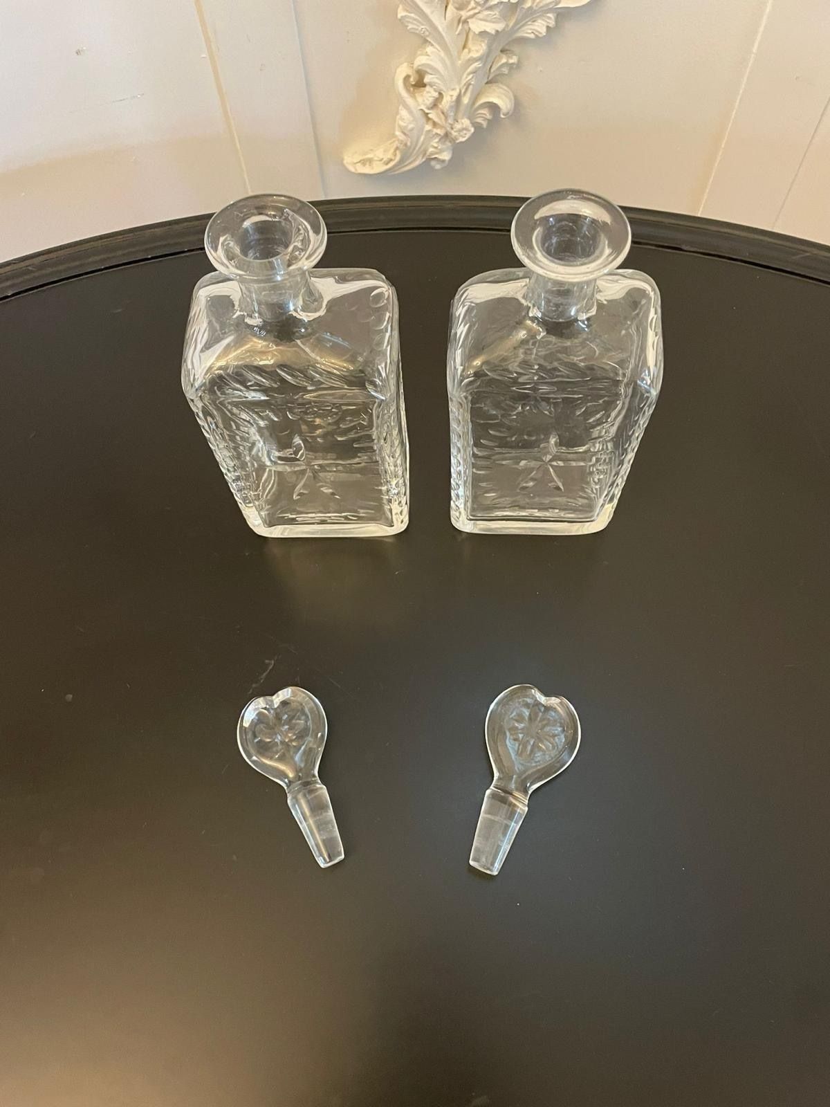 Unusual Pair Of Antique 19th Century Quality Cut Glass Decanters photo vinterior