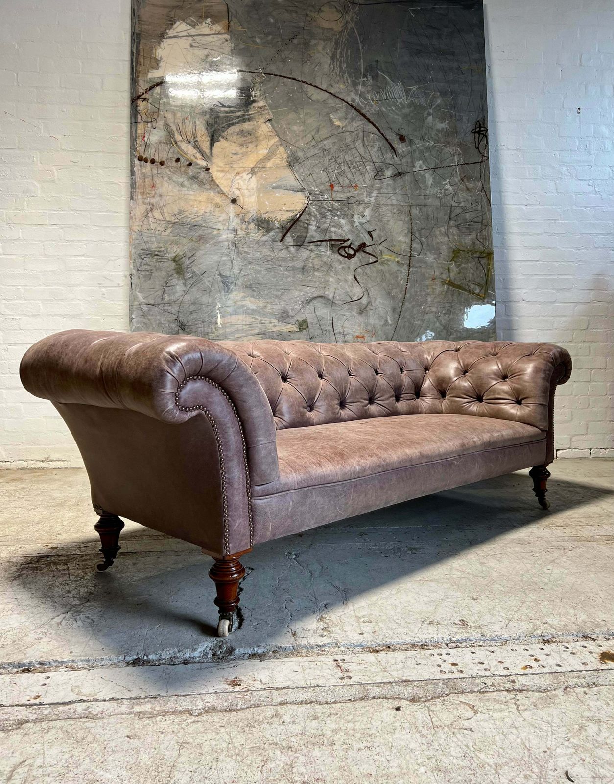 A Very Elegant Antique 19thc Leather Chesterfield Sofa In The Manner Of Holland & Sons photo Furniture