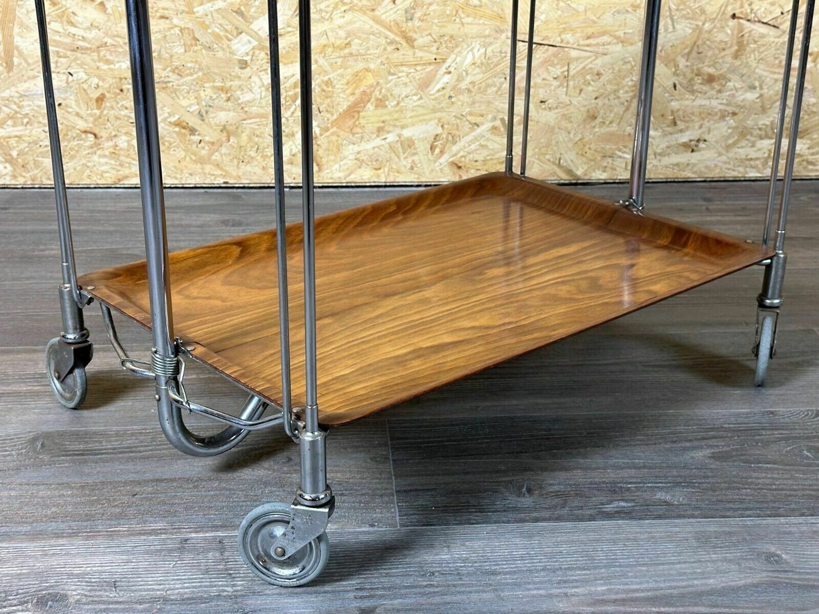 60s 70s Serving Trolley Dinette Side Table Space Age Brown Design 60s 70s photo 127.0