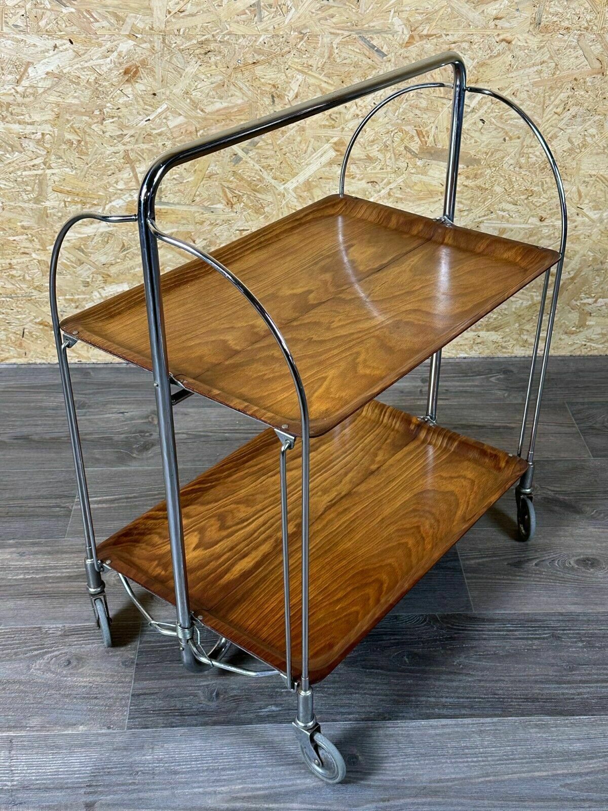 photo buy 60s 70s Serving Trolley Dinette Side Table Space Age Brown Design 60s 70s