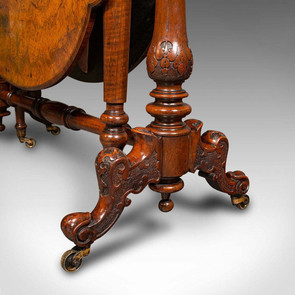 Furniture Antique Sutherland Table, English, Burr Walnut, 4 Seat, Occasional, Victorian photo