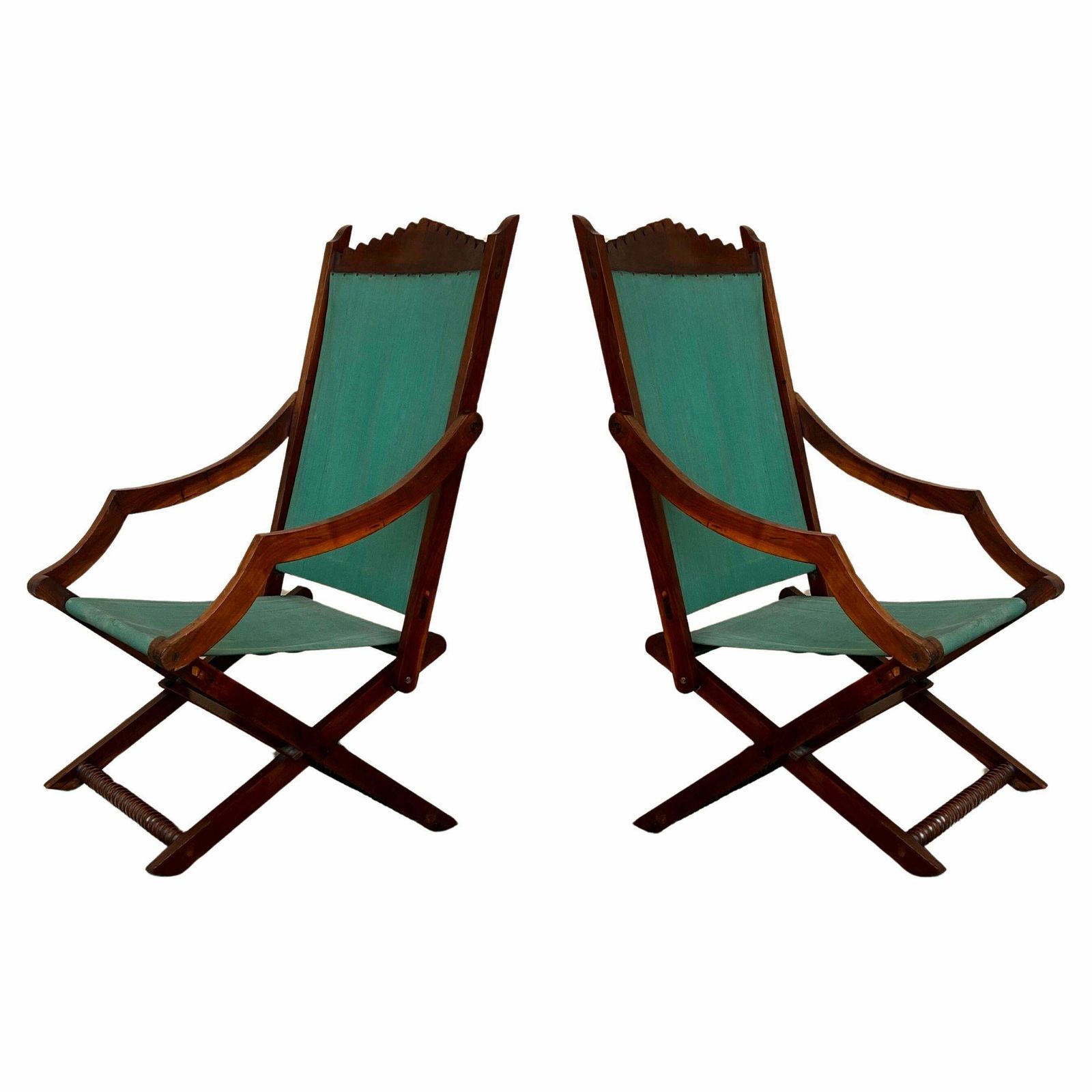 Paire de fauteuils bas en bois de style Old Hickory