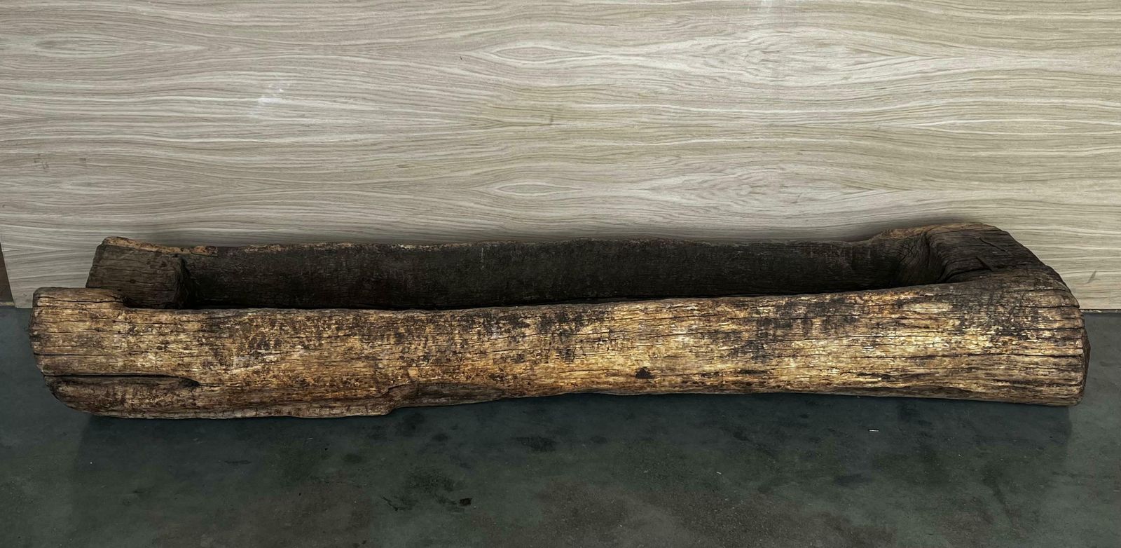 Spanish Antique & Brutalist Hollowed Out Tree Trunk Wooden Planter, 1700 photo for sale