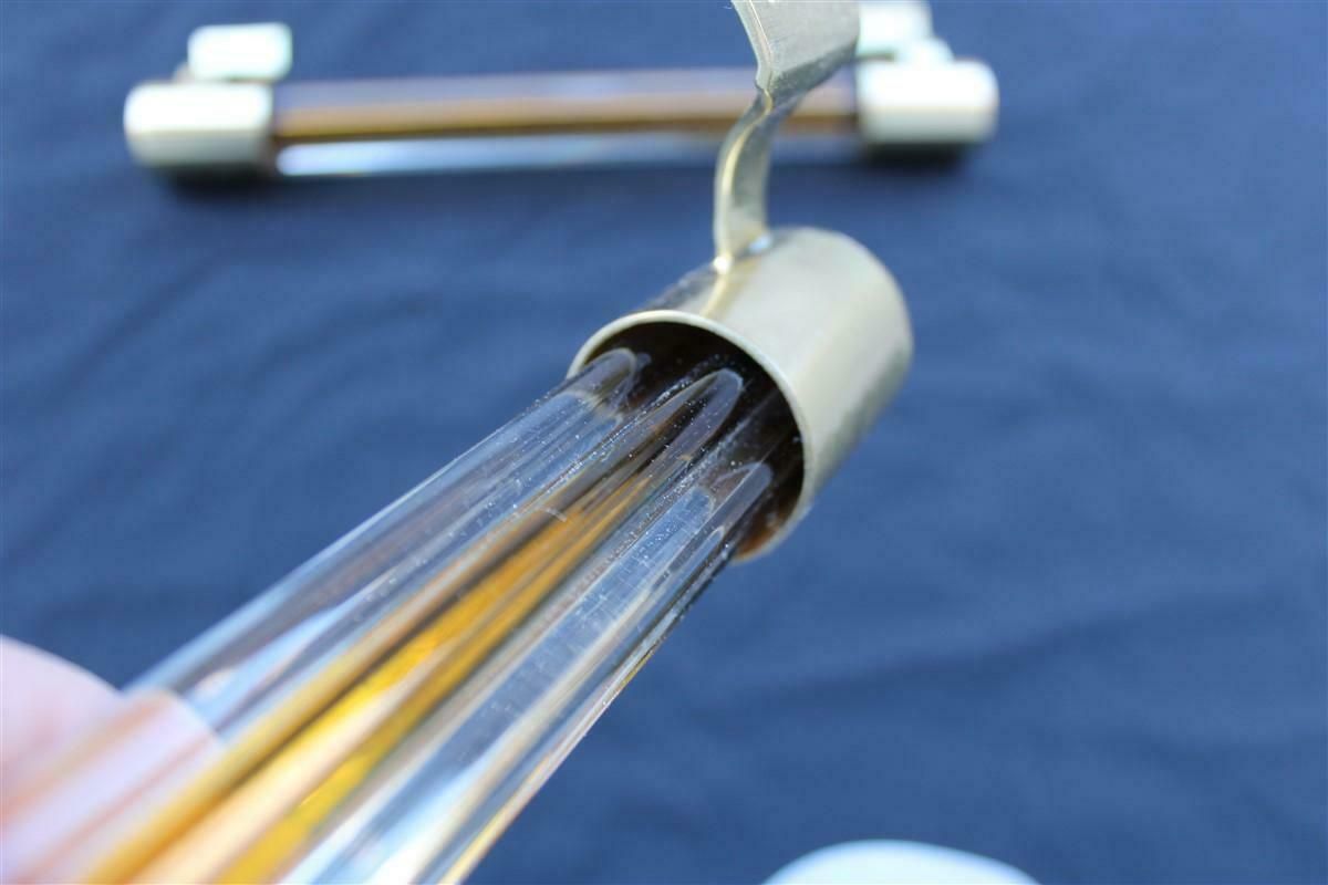 Pair Of Mid Century Venini Handles In Polished Brass And Murano Glass 1950 Made In Italy photo 952.0