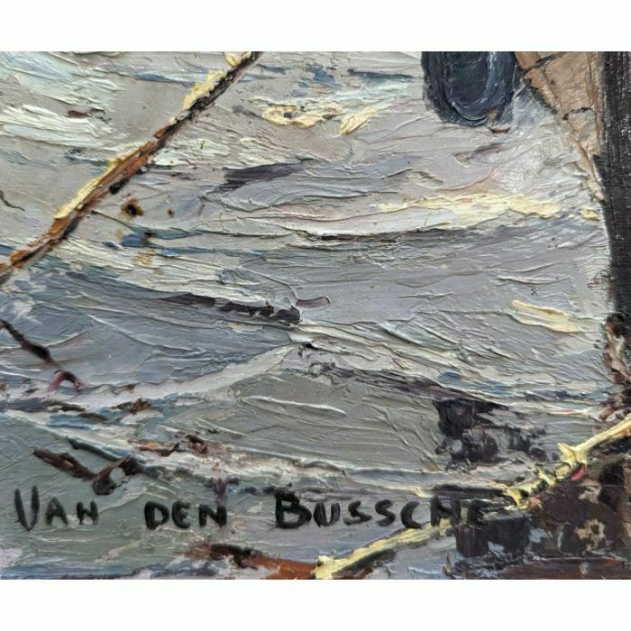Oil On Panel Jacques Van Den Busche Fisherman At Sea photo Art