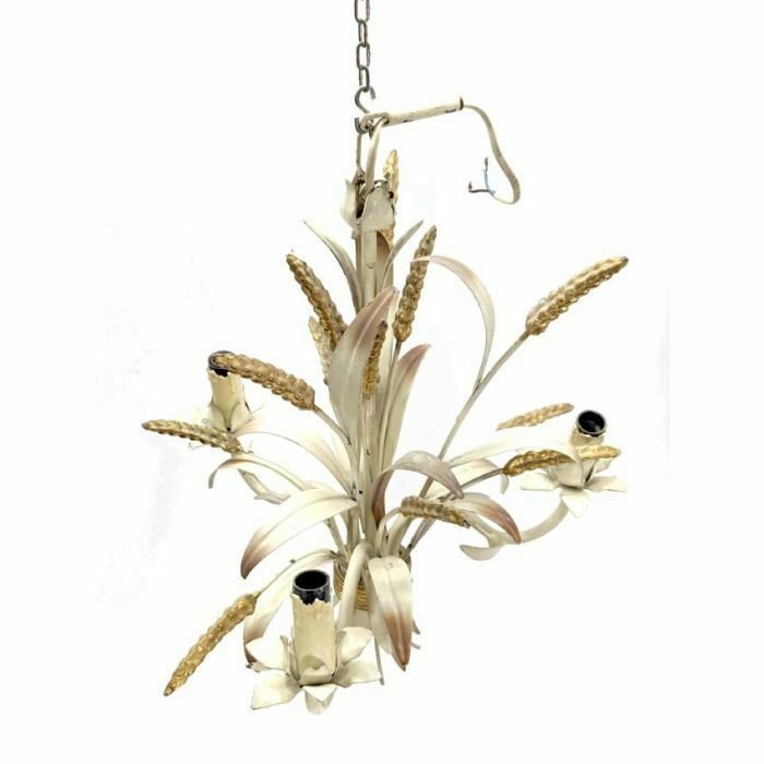 Patinated Sheet Metal Chandelier With Ears Of Wheat photo vinterior