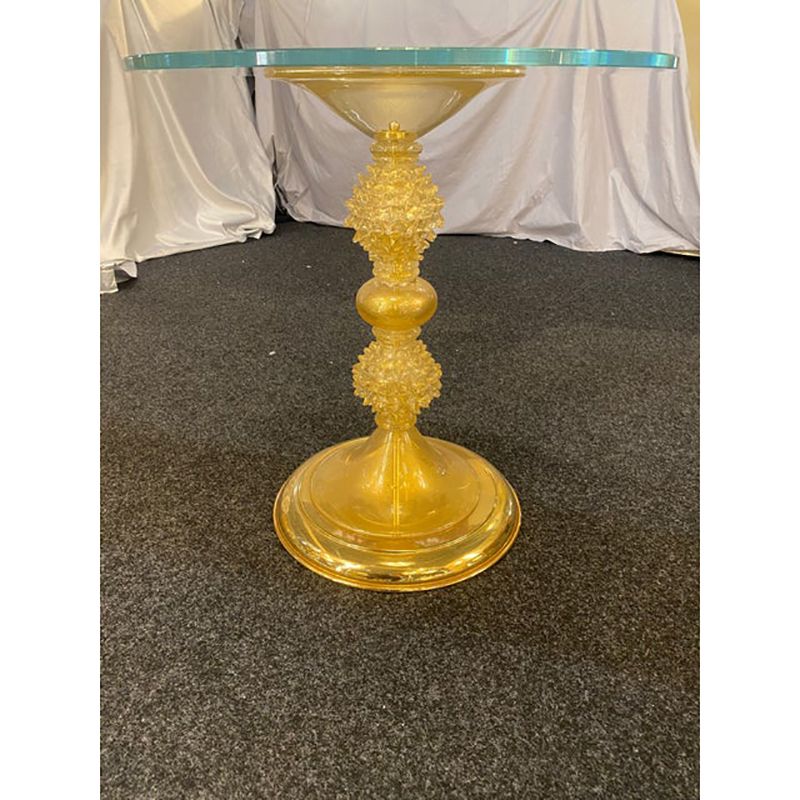 1980s Venetian Gold "Rostrato" Murano Glass Attributed Coffee Table photo Furniture