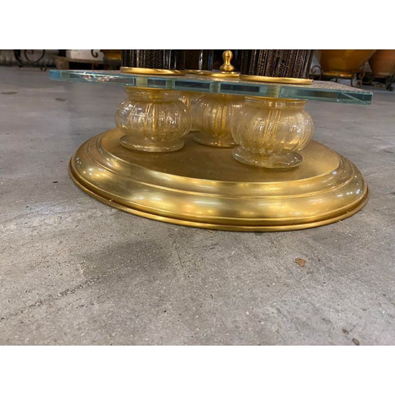 1980s Vintage Venetian Black And Gold Coffee Table In Murano Glass Attributed photo buy