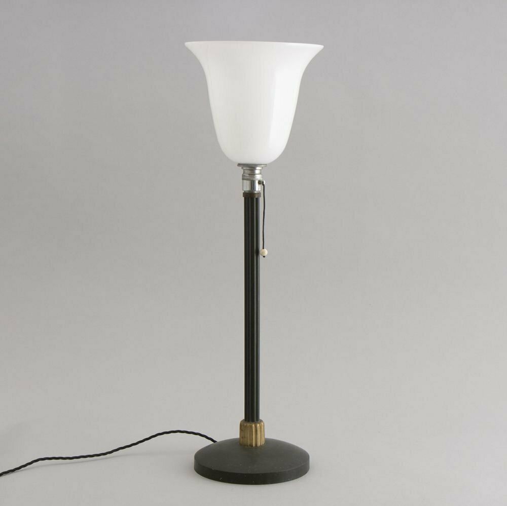 Rare Original Mazda Ultralite Lamp With Original Opal Glass Shade C.1920s