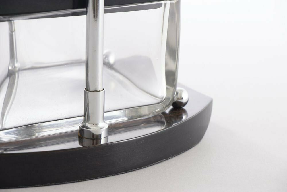 Louis Prodhon French Art Deco Macassar & Silver Plate Glass Ice Box 1930 photo vinterior