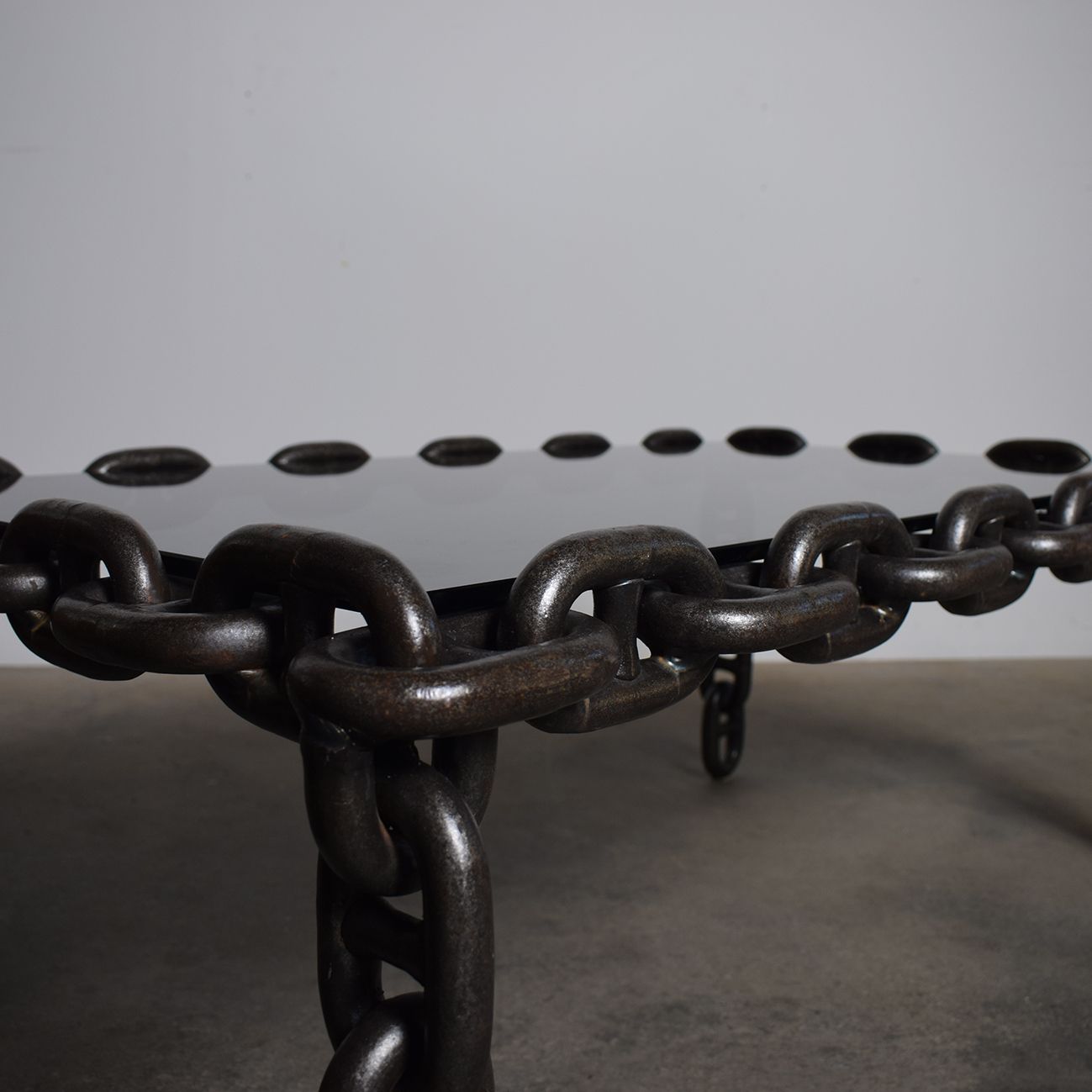 Artisan Industrial Chain Link Iron Coffee Table, Belgium, 1970 photo Furniture