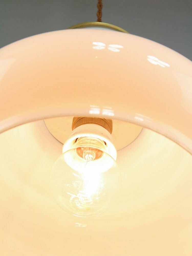 photo furniture Mid Century Italian Brass And Opaline Pendant Lamp