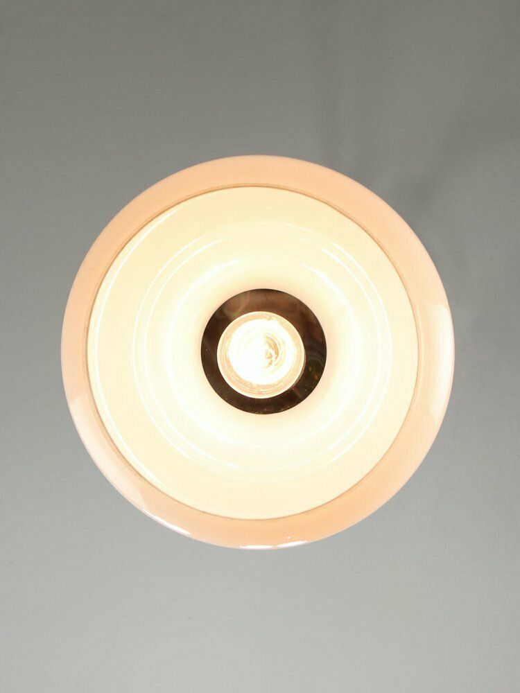 photo for sale Mid Century Italian Brass And Opaline Pendant Lamp