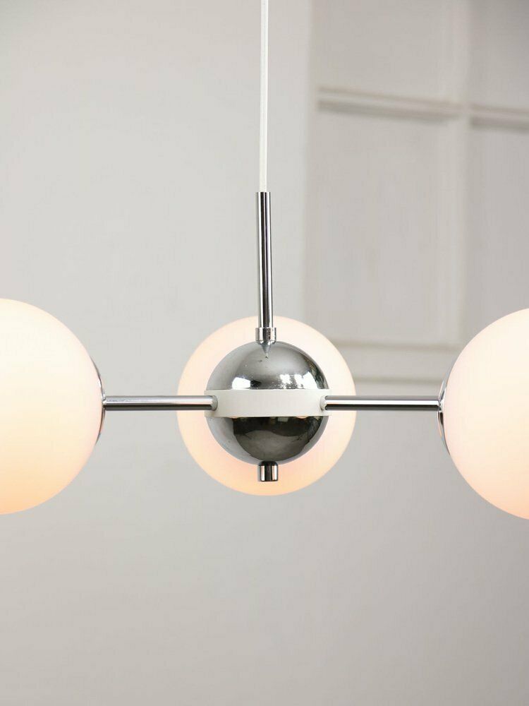 Vintage Italian Chrome And Opaline Sputnik Chandelier, 1970s photo buy