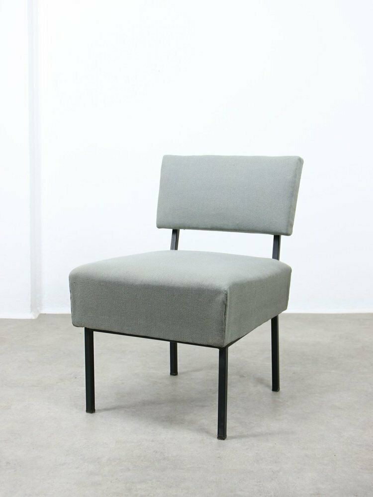 photo furniture Mid Century Bauhaus Style Easy Chairs In Grey Fabric, Set Of 2